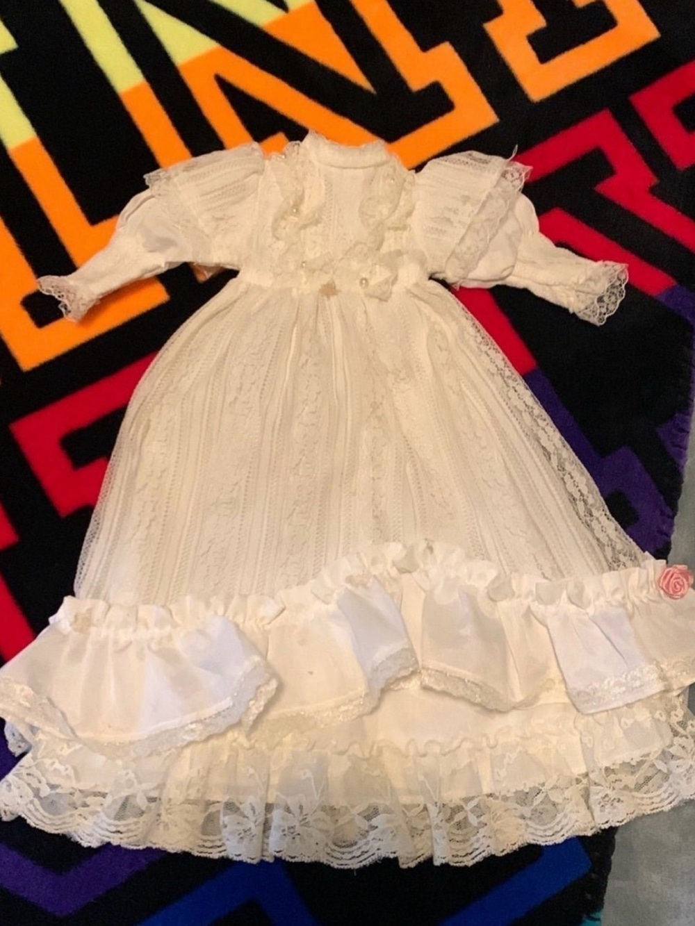 White Lace VTG wedding Doll Dress - Classic  Doll Gown